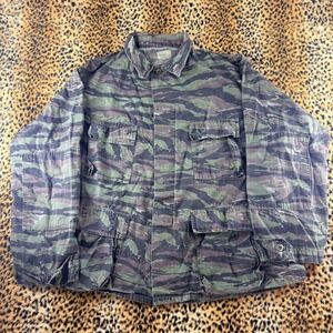 Military Tiger Stripe Camo Field Jacket XL Regular Utility Fatigue Shirt 1424